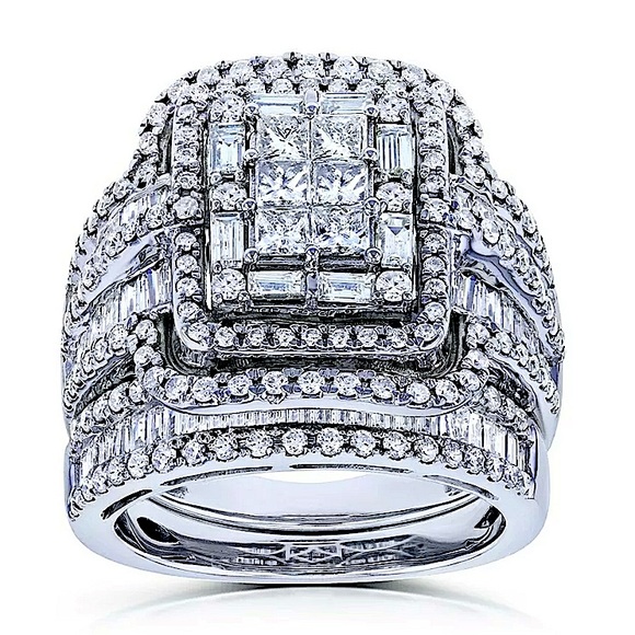 Stampd Jewelry - NEW 2 PIECE 925 STERLING SILVER DIAMOND ZIRCON ENGAGEMENT RING